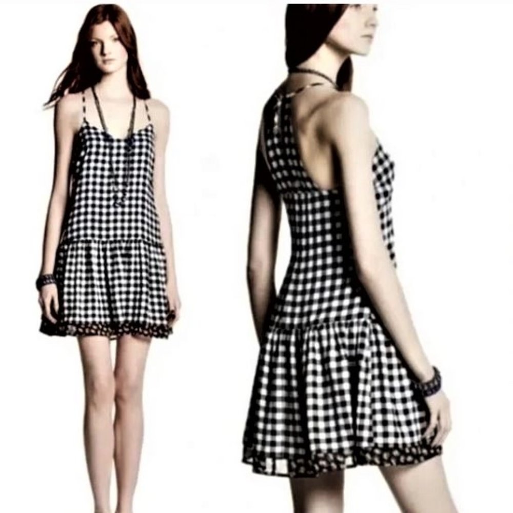 Nwt Princess Vera Wang Black FLORAL Flounce Hem Dress $58 M